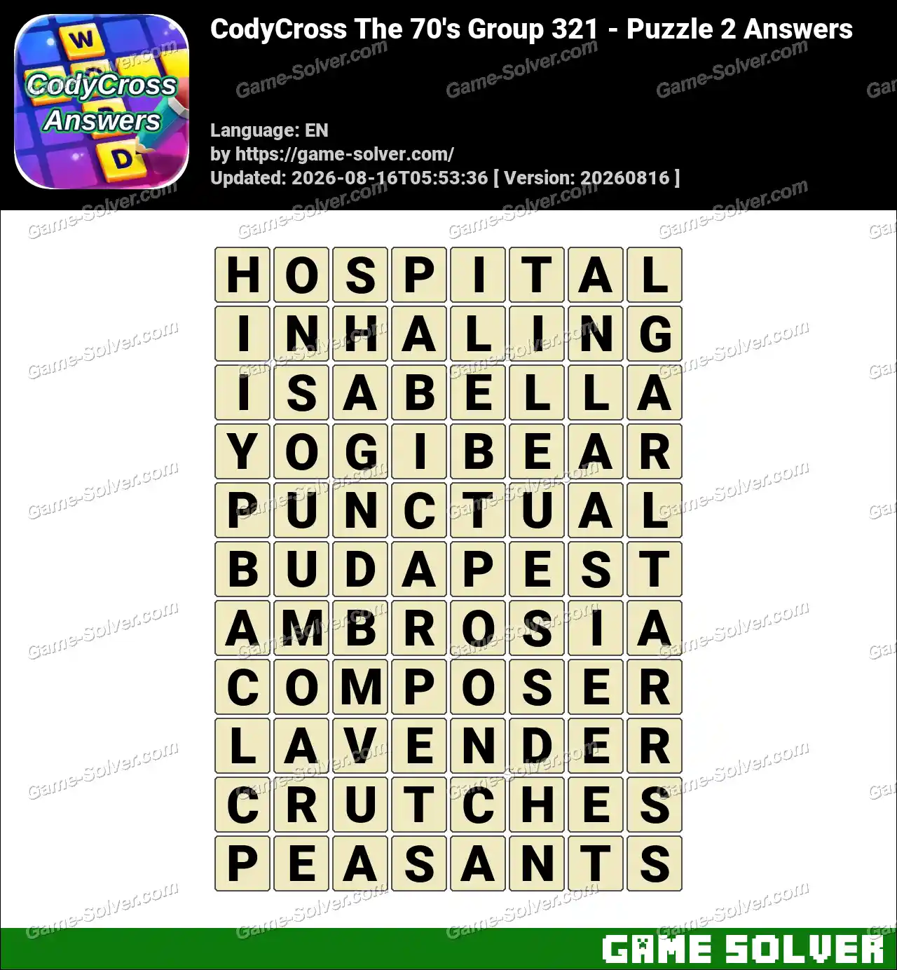 CodyCross The 70’s Group 321 – Puzzle 2 Answers